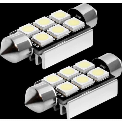 2pcs 39mm C5W C10W canbus no error Festoon 6 led 5050 smd Car Licence Plate Light Auto housing Interior Dome lamp Reading Lights