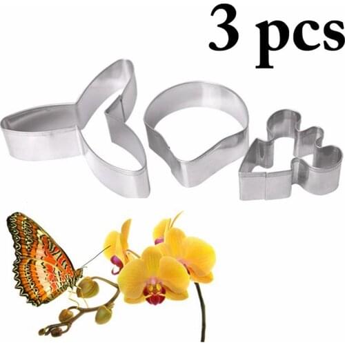 3pcs Orchid Petal Cookie Cutter Mold Stainless Steel Pastry Biscuit Fondant Cake Baking Mold Cake Decorating Tools