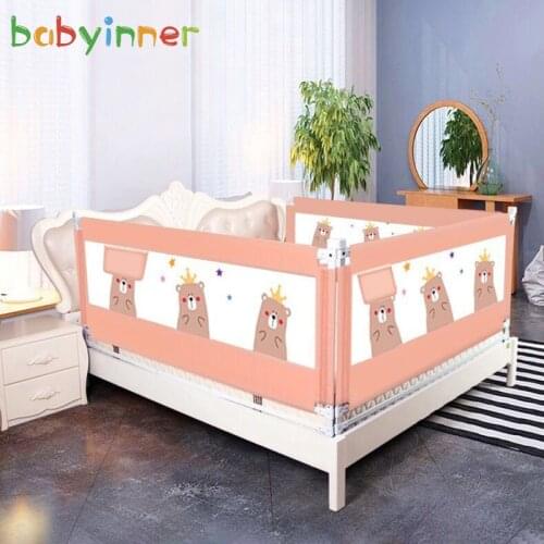 Babyinner 2m Baby Bed Bumper Fence Safety Gate Babys Playpen 8 Gears Height Adjustable Disassemble and Washable Kids Guardrail