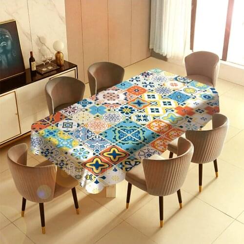 Indian Patchwork Adorns Moroccan Ceramic Dishes And Portuguese Folk Tile Patterned Tablecloths For Indoor And Outdoor Art Decor