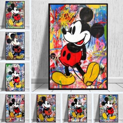 Mickey Mouse Disney Painting Graffiti Street Art Canvas Painting Posters and Print Wall Art Pictures for Living Room Decor