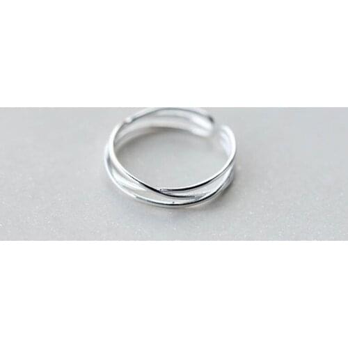 Width 5mm 1pc 100% Authentic REAL.925 Sterling Silver Fine Jewelry Triple Hollow Open Crossed Geometric Ring GTLJ1417