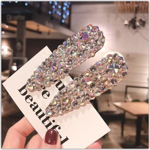 Korea Shiny Rhinestones Hair Clips Women Crystal Hairpin Geometric Waterdrop Imitiation Pearl Hair Accessories Girl Dropshipping