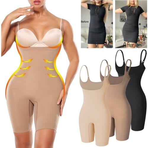 Women’s Waist Trainer Corset Bodysuit Butt Lifter Tummy Control Shapewear High Waist Thigh Slimmer Full Body Shaper Open Bust