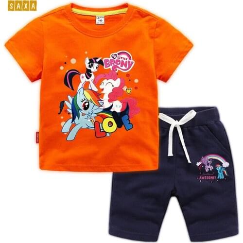 Baby girl clothes suit 2020 childrens T-shirt summer new childrens clothing 100% cotton childrens short-sleeved shorts suit
