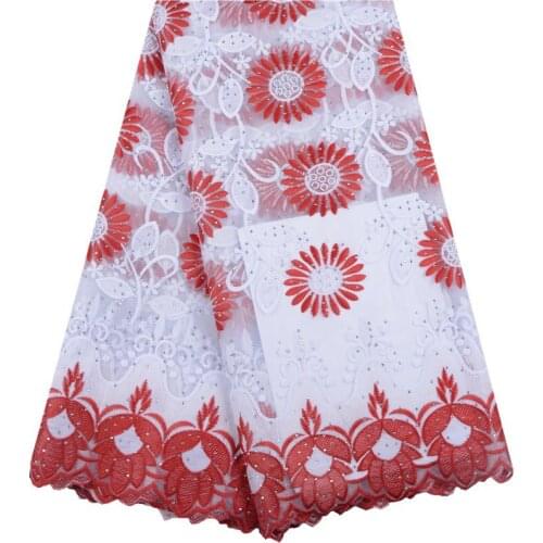 Red Milk Silk Lace African Lace Fabric 2019 High Quality French Lace Fabric With Stones Embroidered Nigerian Lace Fabrics S1552