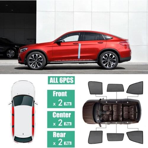 Side Windows Magnetic Sun Shade UV Protection Ray Blocking Mesh Visor Fit For Mercedes Benz GLC 2016-2018