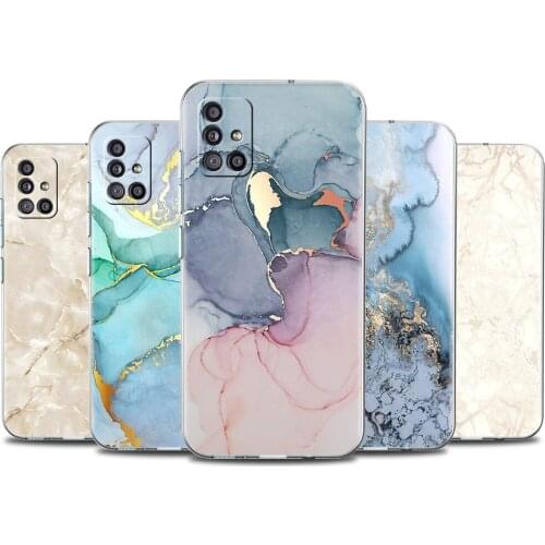 Soft Phone Case For Samsung Galaxy A51 A21s A71 A12 A31 A52 A41 A32 A02s A11 A72 A42 Clear Cover Vintage Marble Transparent Fall