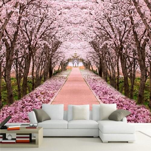 Custom Photo Wallpaper 3D Romantic Cherry Blossom Tree Mural Living Room TV Sofa Background Wall Painting Fresco Papel De Parede