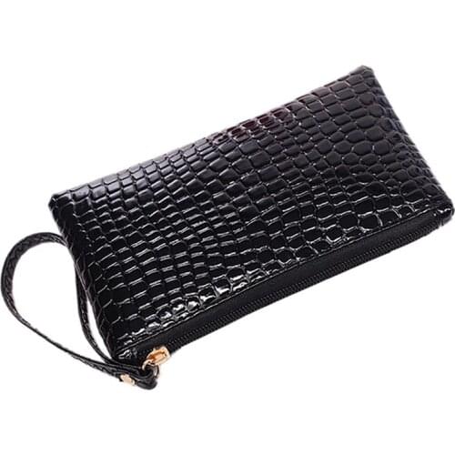 1pc Solid Color Wallet Crocodile Pattern Card Wallet Clutch Purse Phone Clutch Wallet Unisex Coin Purse Phone Bag