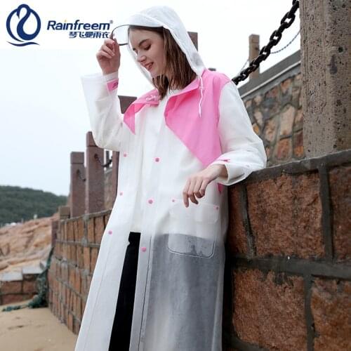 Rainfreem Light Weight Raincoat Unisex Contrast Color Rainwear Easy Carry EVA Rain Cloak