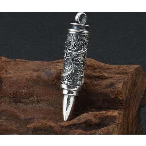 925 sterling Silver dragon pendant charm Cremation jewelry Capsule ash urn holder ( without Chain) A2883