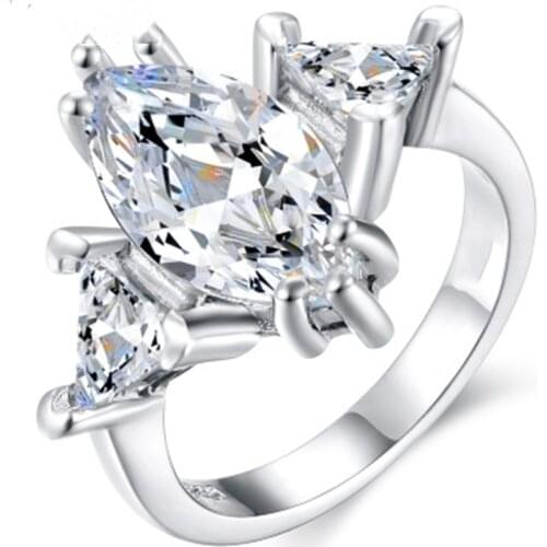 Simple Water Droplets Zircon Ring Hearts and Arrows Princess Micro-inlaid Zircon Ring Wedding Rings for Women Fashion Jewelry