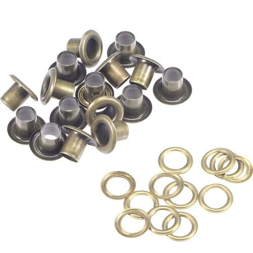 Uxcell Eyelets with Washers, 10 x 5 x 7mm Alloy Through Hole Hollow Rivets Grommets Bronze Tone 100 Set