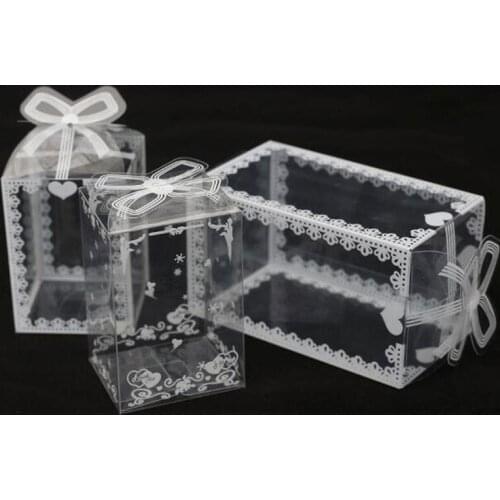 10pcs Transparent PVC Gift Box Food Packaging heart printed Box cake Packaging Box Food Packaging Box Transparent Packaging Box