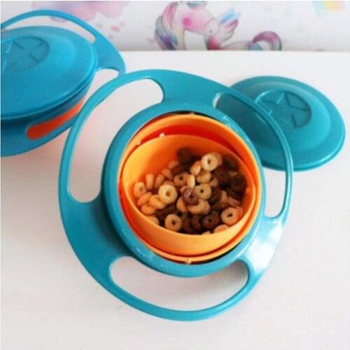 Sale Hot 1Pcs Creative Gyro Bowl Practical Design Children Rotary Balance Gyro Bowl 360 Rotate Spill-Proof Solid Feeding Dishes