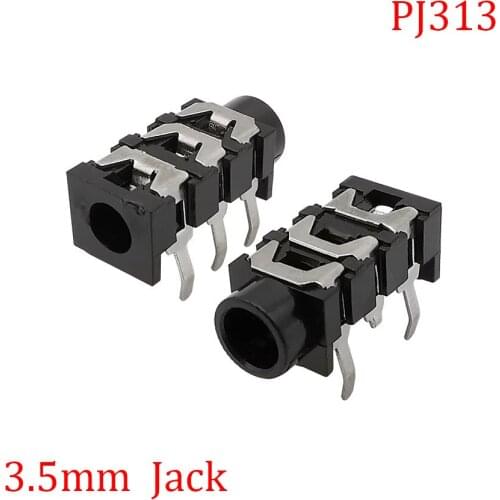 10-50Pcs PJ313 3.5MM Stereo Headphone Socket Audio Connector PJ-313 3 Section 5Pin Female 3.5mm Jack Earphone Socket DIY Adapter