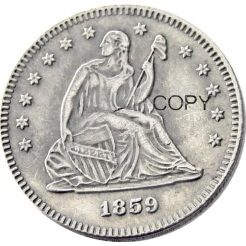 USA 1859 1859-O 1859-S Seated Liberty Quarter Dollars Different Mint Silver Plated 25 Cents Copy Coin