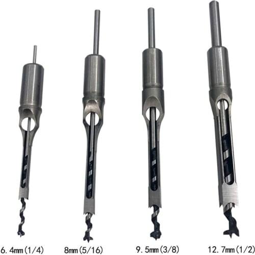 Woodworker Square Hole Drill Bits Mortising Chisel Woodworking Hole Saw Mortise Chisel Drill Bit Tool 6.35/7.94/9.5/12.7mm WWO