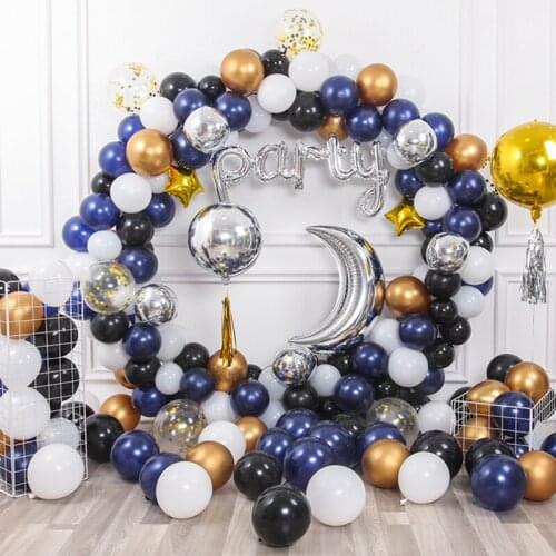 Navy Blue Gold Metallic Balloon Garland Arch Kit Wedding Birthday Party Decoration Latex Balloons Background Decor Balloon Chain