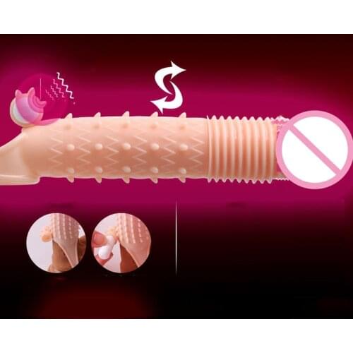 Triple vibrator delay condom extender last penis sleeve,Man Reusable cock ring sheath ball loop clit massage sex toys for dildo