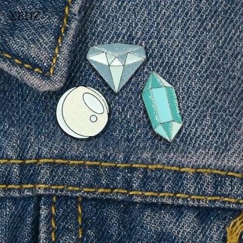 XEDZ Cartoon green crystal stone glass ball alloy pin jewelry denim clothes pendant gift