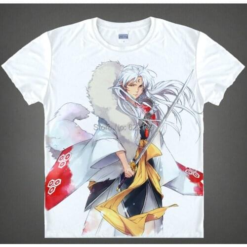 Japanese Inuyasha manga anime t-shirt anime Sesshomaru cotton shirt Cosplay christmas halloween Costumes anime clothing