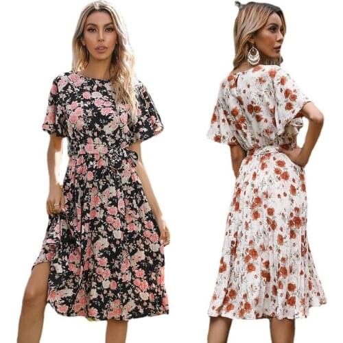 Summer clothes for women floral print dress sexy Slim midi white casual Dresses elegant outfits Fashion Women Clothing 2021