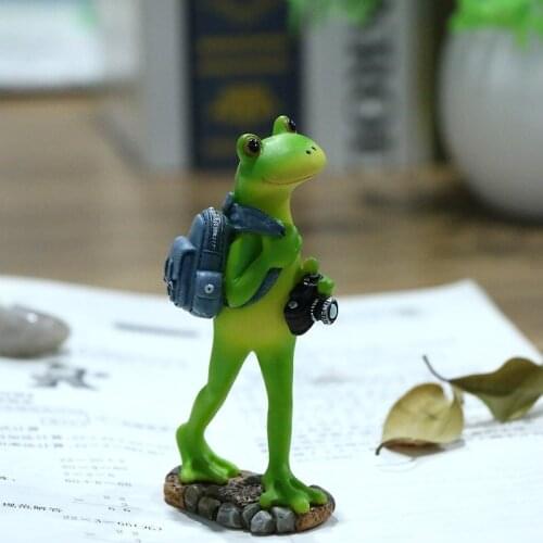 Animal Ornament Art Resin Frog Figurine Miniatures Fairy Yard Garden Home Animal Statue Outdoor Spring Decoration Sculpture Gift