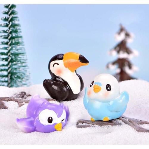 10pc Cute Mini Birds Animal Figurine Model Bonsai Garden Fairy Decor Glass DIY Accessories Home Decoration Miniature Craft