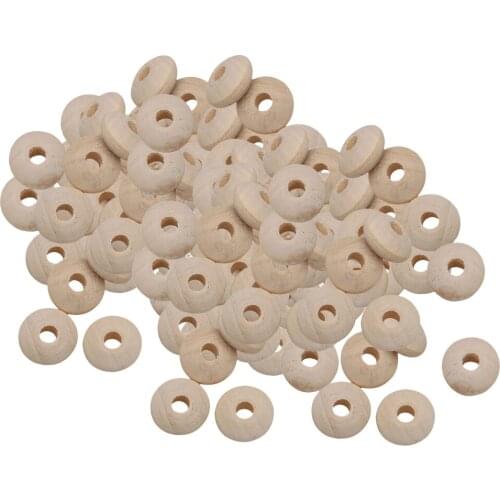 100 Pieces Natural Unpainted Wood Beads, 8x15mm Wooden Big Hole Charms for Jewelry Making Crafts Kids Toys DIY Projects