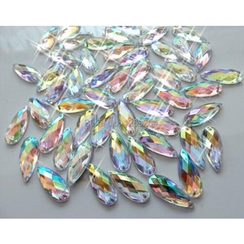 100pcs long drop Loose beads CLEAR AB colour 8*21 sew on Arcyl crystal flatback strass Diamond hand sewing stone