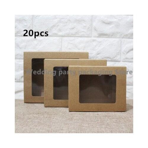 20 pcs Big Gift Box For Packaging Large White Gift Box Big With Window Brown Kraft Box Gift Paper Boxes Packaging Box