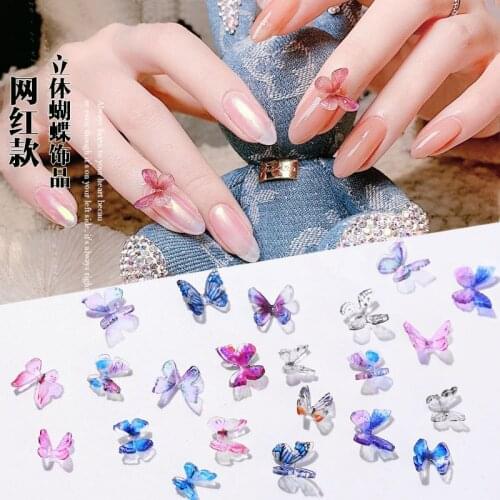 2020HOT! 2PS 3D Lovely Butterfly Nail Resin Rhinestones Nail Jewelry Vivid Butterfly Designs Nail Art Manicure Decorations