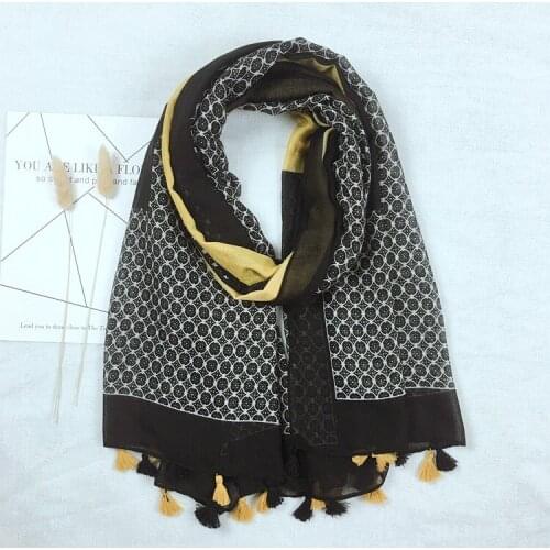 2021 Fashion Newest Geometry Pattern Cotton Tassel Scarf 10pcs/lot