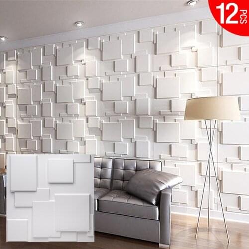 12 Piece 50x50cm 3D Tile Panels Mold Plaster Wall Stone Wall Art Decor 3D Wall Sticker Living Room Wallpaper Mural Bedroom Decor