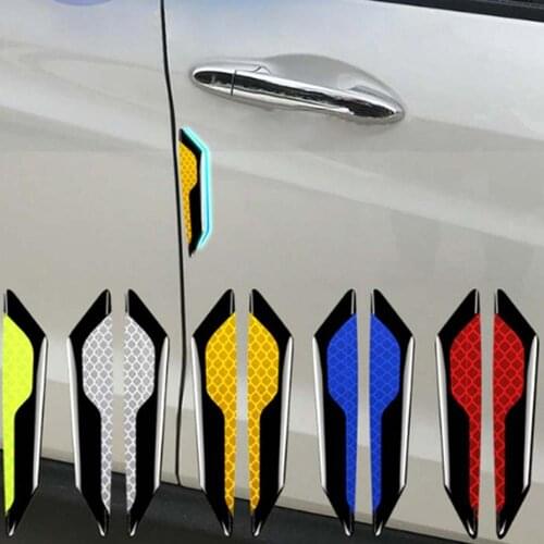 4Pcs Fashion Carbon Fiber Car Door Edge Protection Guard Trim Reflective Sticker Protective Strips Auto Safety Warning Tape