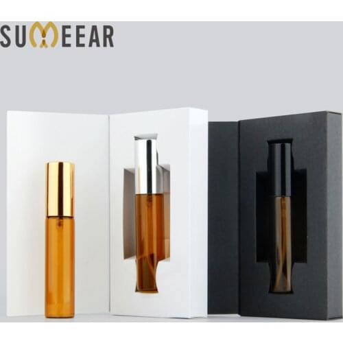 50 Pieces/lot 10ml Amber Glass Spray Perfume Bottle With Packaging Boxes Atomizer Glass empty perfume bottle Containers