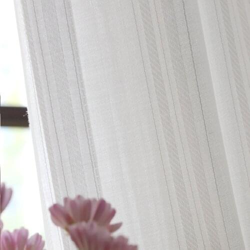 White stripe gauze curtain gauze Japanese style for bedroomstudy bedroom tea room yarn breathable window gauze Custom curtain