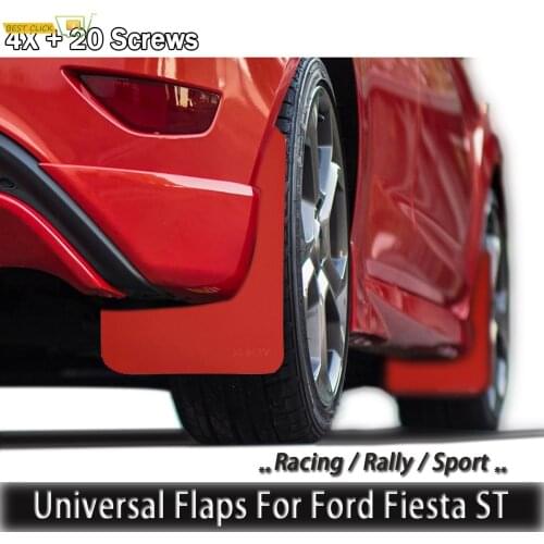 For Ford Fiesta ST S SE SES SEL Titanium ST-2 ST-3 Classic ST200 ST500 Red Mud Flaps Mudflaps Splash Guards Mudguards W/Clips