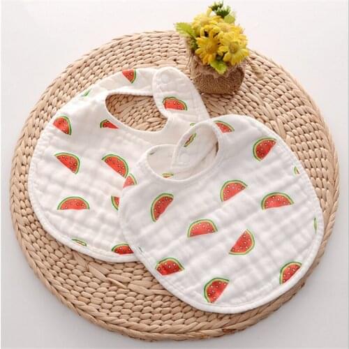 Baby Bibs Feeding Care Rice Pocket Bib Water Absorption Cute Cartoon U Type 24*21Cm Eight-Layer Muslin Cotton Gauze Saliva Bibs