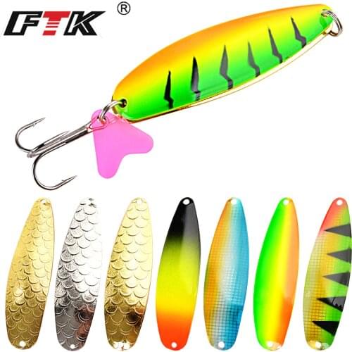 FTK 1PC Metal Spinner Fishing Lure 8 Colors Hard Baits Spoon 25G/30G/35G 8CM-9.5CM With 1/0# Hook Paillette Wobbler Pesca Tackle