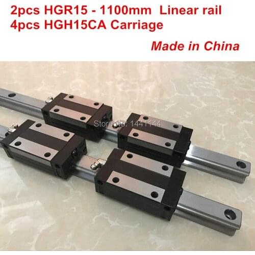 HGR15 linear guide rail: 2pcs HGR15 - 1100mm + 4pcs HGH15CA linear block carriage CNC parts