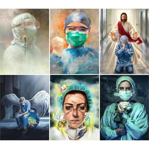 KAMY YI Nurse Doctor Guardian Divine Diamond Painting Cross Stitch Set 5D Diy Full Diamond Embroidered Mosaic Home Decoration