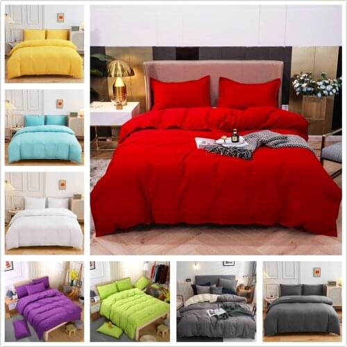 Red Duvet Cover Set Soft Skin-friendly Polyester Home Bedclothes Guest Room Quilt Cover Pillowcase Sheet Adults Bedding Set