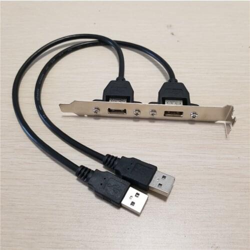 2-Port USB 2.0 A Male to Female Adapter Cable Rear Full Height Profile Bracket