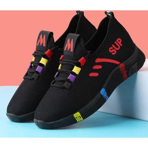 NEW Autumn Womens Lace-up Color Matching Non-slip Sneakers Fashion Womens Shoes Comfortable Breathable Mesh Casual Shoes 2021