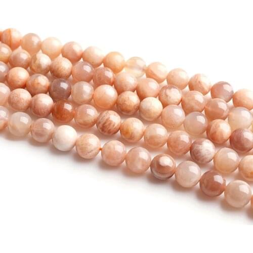 4/6/8/10/12mm Genuine Natural Sri Lanka Sun Stone Beads Round Loose Orange Moonstone Beads For Jewelry Making DIY Bracelet 15