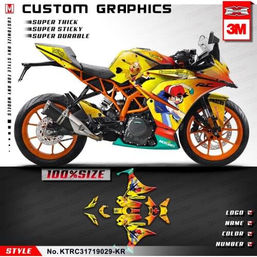 KUNGFU GRAPHICS Motorcycle Stickers Personalised Decals for RC 125 200 RC125 RC200 2017 2018 2019 2020 2021, Yellow