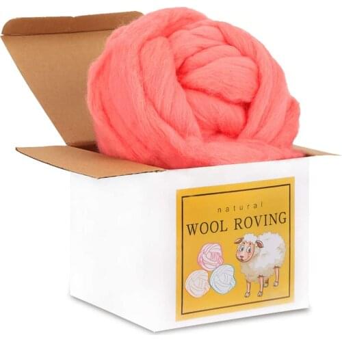 LMDZ Light Red 8.82oz Yarn Super Soft Bulk Roving Merino Wool for Needle Felting Wool Supplies for Handmade and DIY Craft